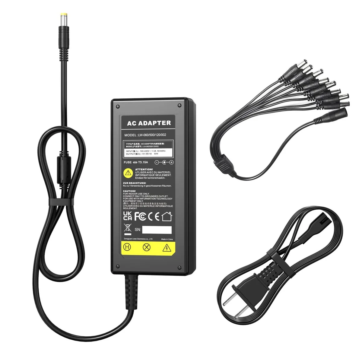  Dell LW-060/500/120/002 12 V 5 A power adapter 2-pack with 8-way splitter — product photo
