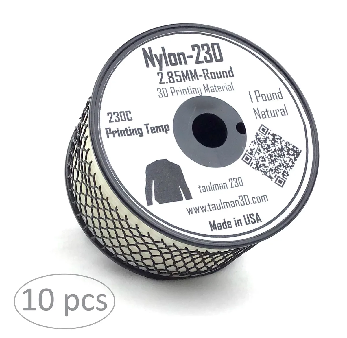 Taulman 3D Taulman 3D Nylon 230 Filament 2.85mm 1lb Natural 10 pack — product photo