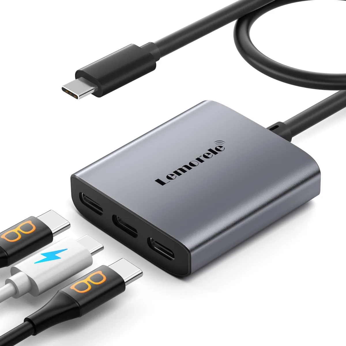  Lemorele TC520 USB-C Dual Monitor Splitter 4K@60Hz 100W PD Space Gray — product photo