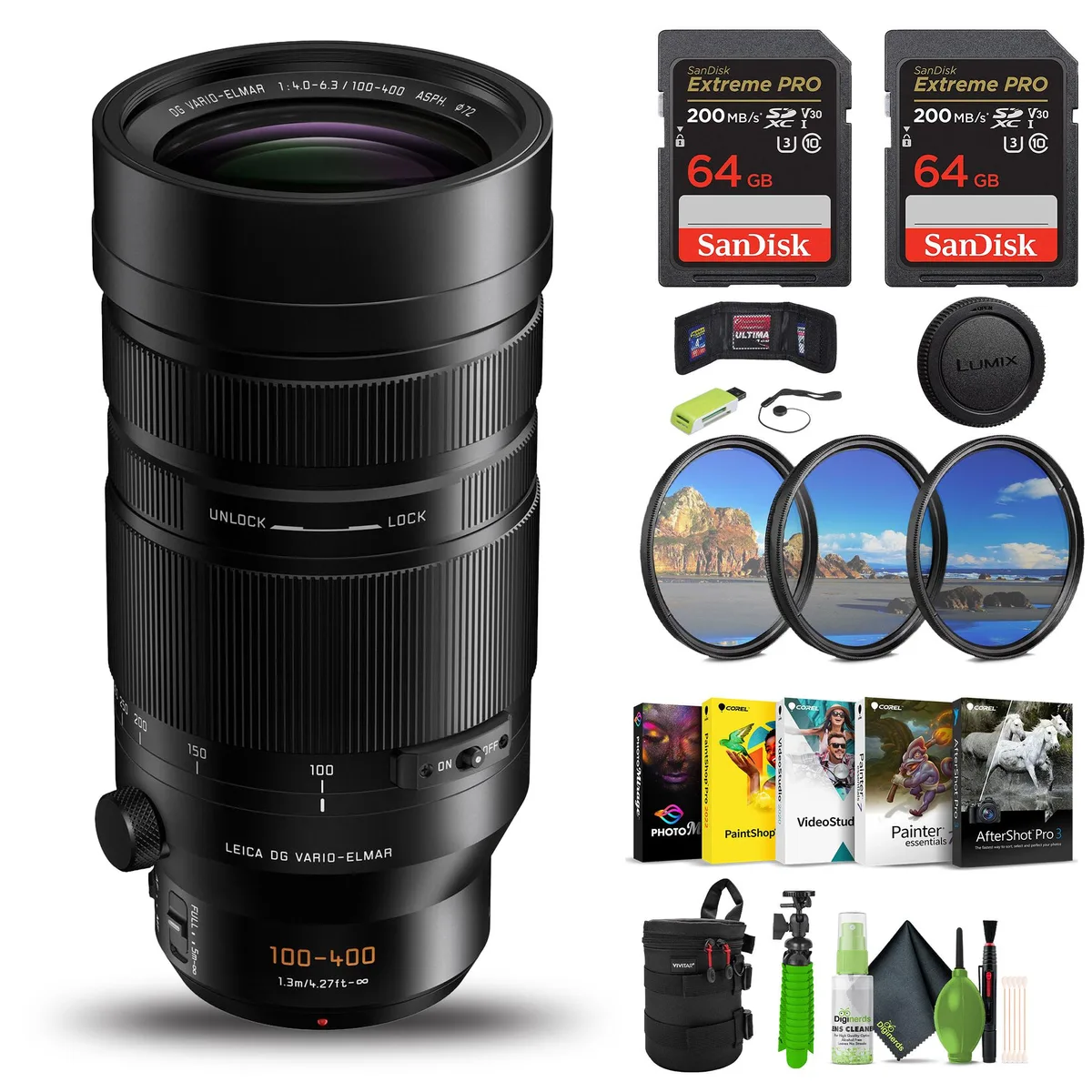 Panasonic Panasonic Leica DG Vario-Elmar 100-400mm f/4-6.3 II ASPH. POWER O.I.S. Lens Bundle — product photo