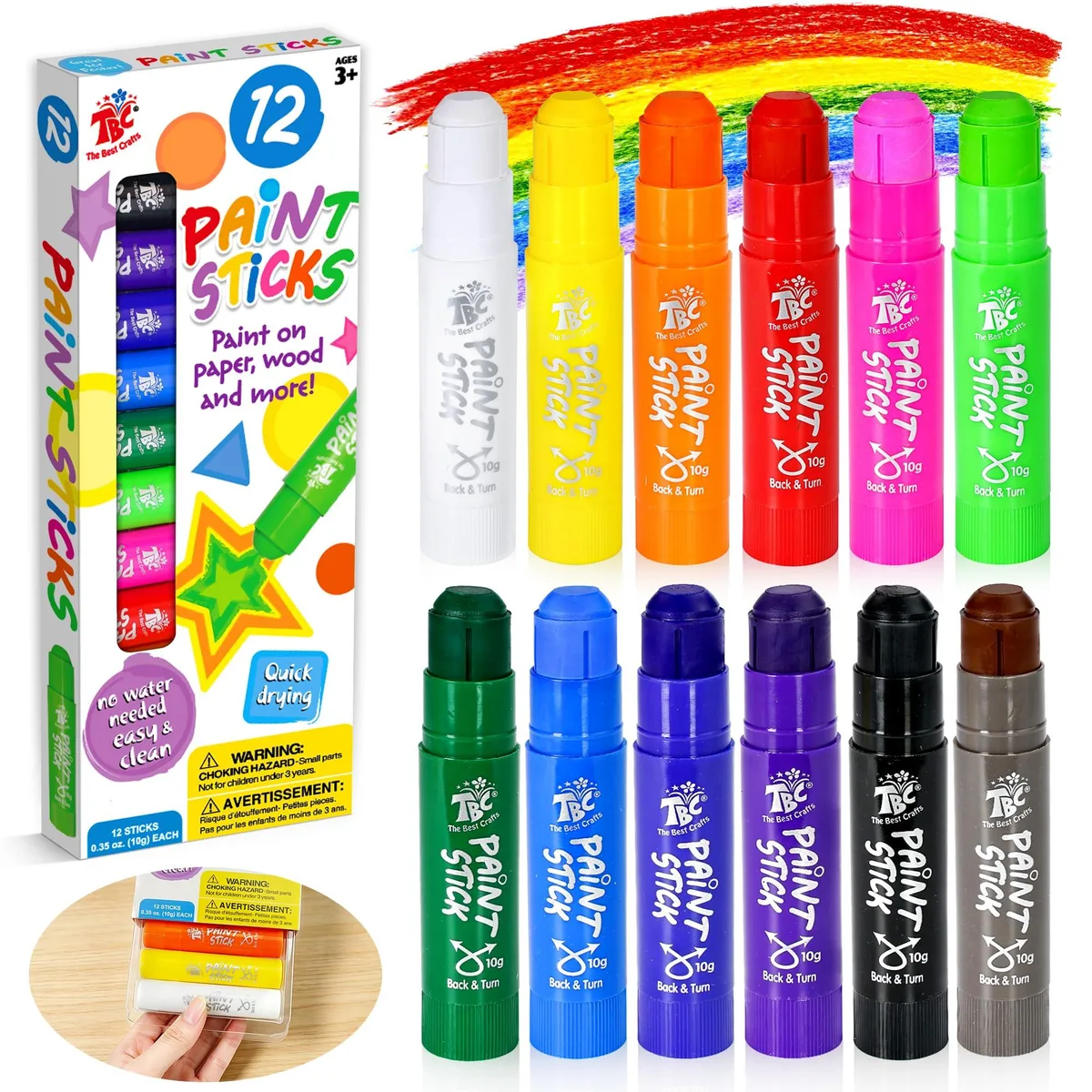  TBC The Best Crafts 2160 Tempera Paint Sticks 12 Classic Colors — product photo
