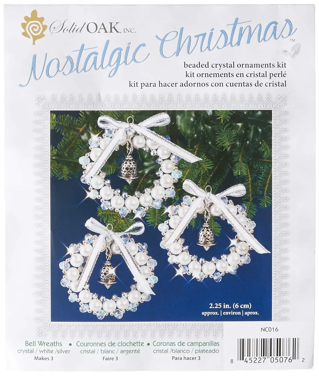  Evening Crystals NC016 Beaded Ornament Bell Wreath Kit Silver White 16 .17 — product photo
