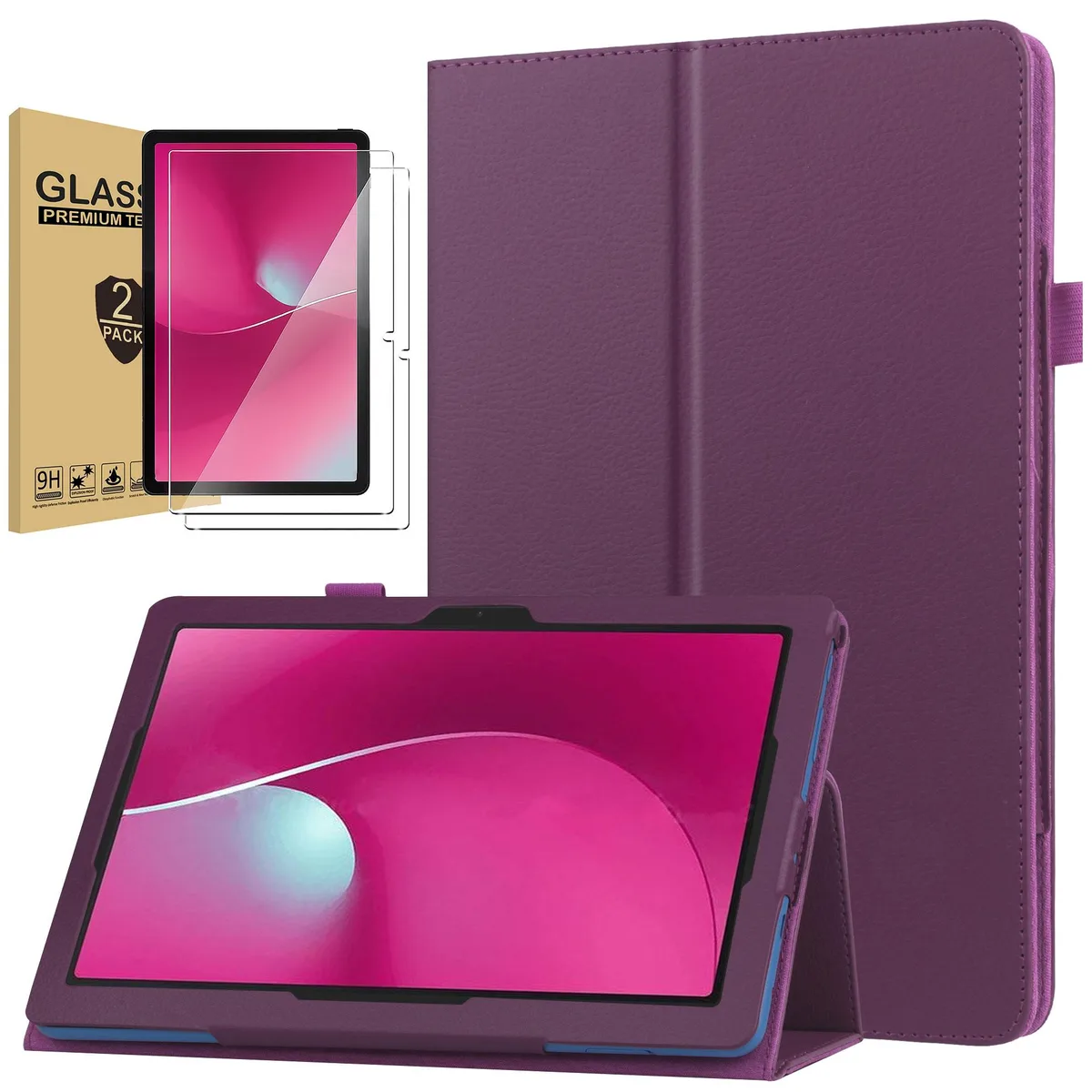 anicestore anicestore Folding Stand Cover Case for T-Mobile REVVL Tab 2 10.1" (2025) with 2 Screen Protectors (Purple) — product photo