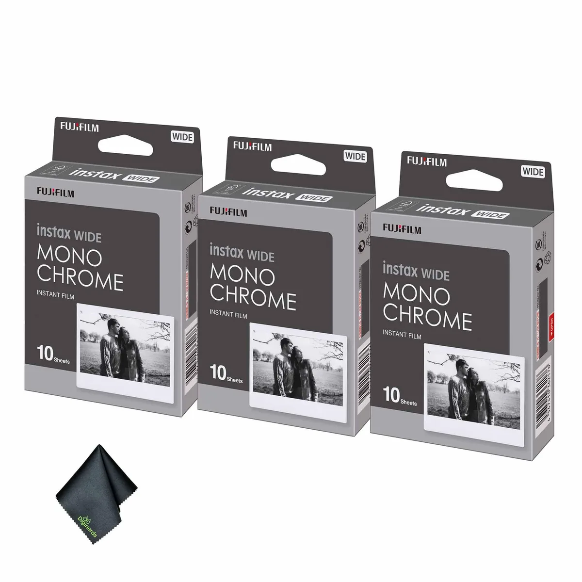 FUJIFILM FUJIFILM INSTAX Wide Monochrome Instant Film 10 Exposure 3 Pack with Cloth — product photo
