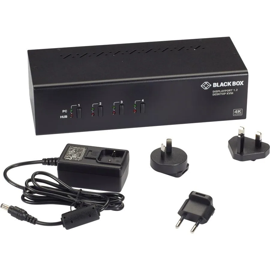 Black Box Corporation Black Box Corporation KV6224DP 4-Port Dual-Monitor KVM Switch DisplayPort 1.2 4K 60Hz USB 3.0 Hub Audio — product photo