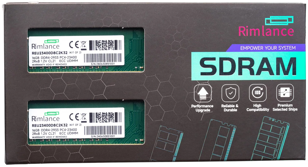 RIMLANCE RIMLANCE REU23400D8C2K32 32GB (2x16GB) DDR4 2933 ECC UDIMM 2Rx8 — product photo