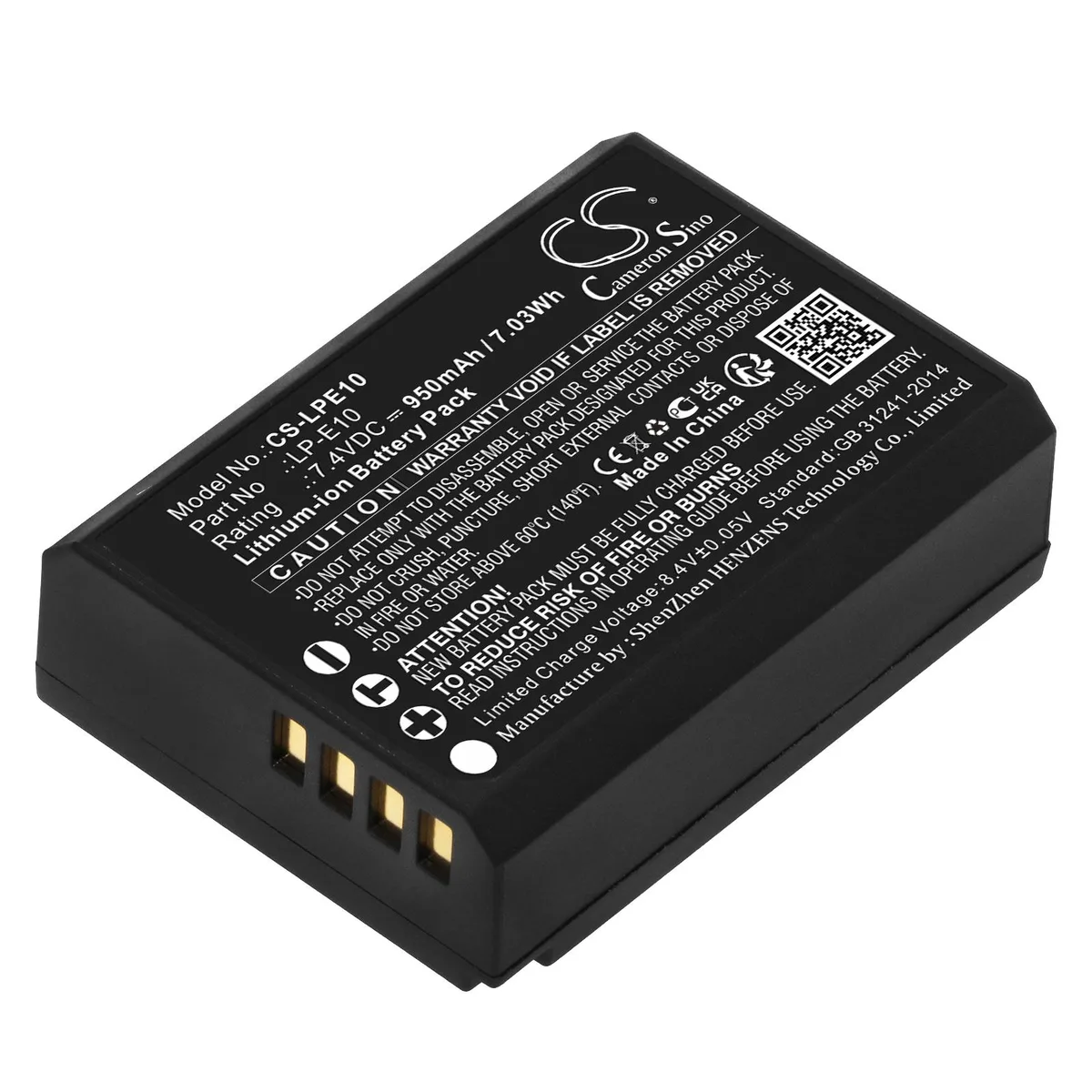 Cameron &amp; Co Cameron &amp; Co DS-CS-LPE10 camera battery 7.4V 950mAh 7.03Wh Black — product photo