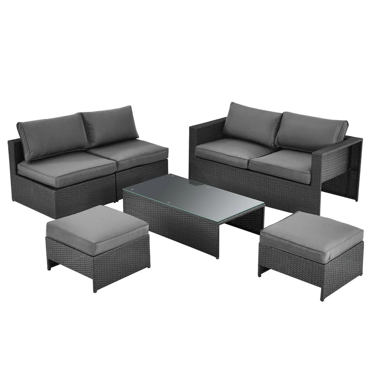 SlickBlue SlickBlue 6 Piece Patio Rattan Furniture Set Grey — product photo
