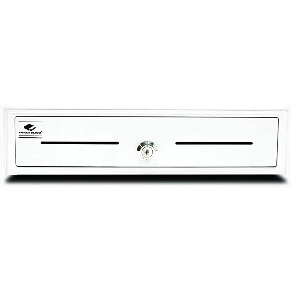 White 16-inch electronic cash drawer with cable