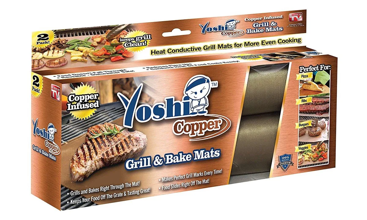 Idea Village Idea Village YGMC071316 Yoshi Copper Grill Bake Mat 2 Pack 15.75x13in — product photo