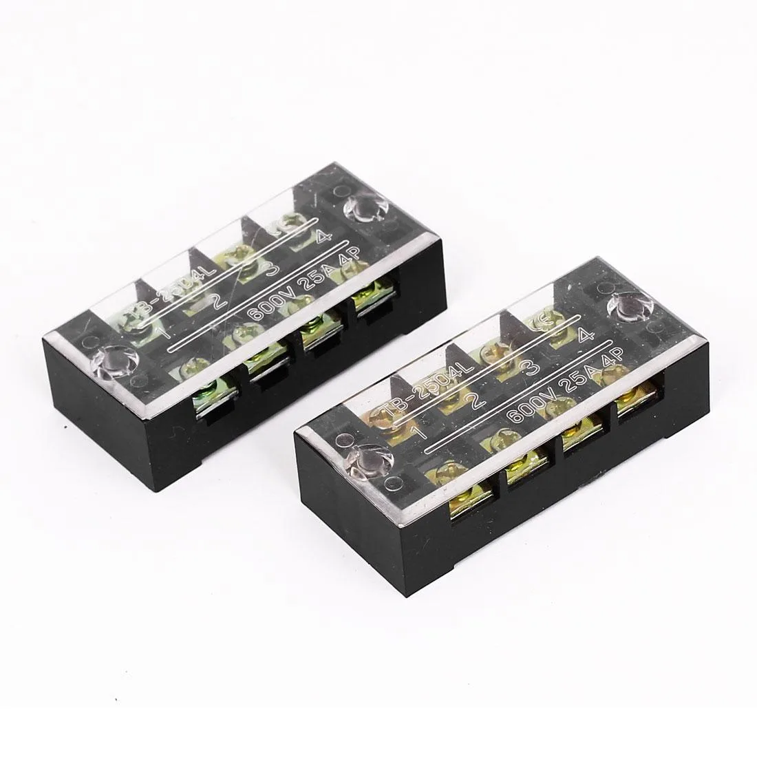 Unique-Bargains Unique-Bargains 600V 25A Dual Row 4 Position Terminal Block 2pcs — product photo