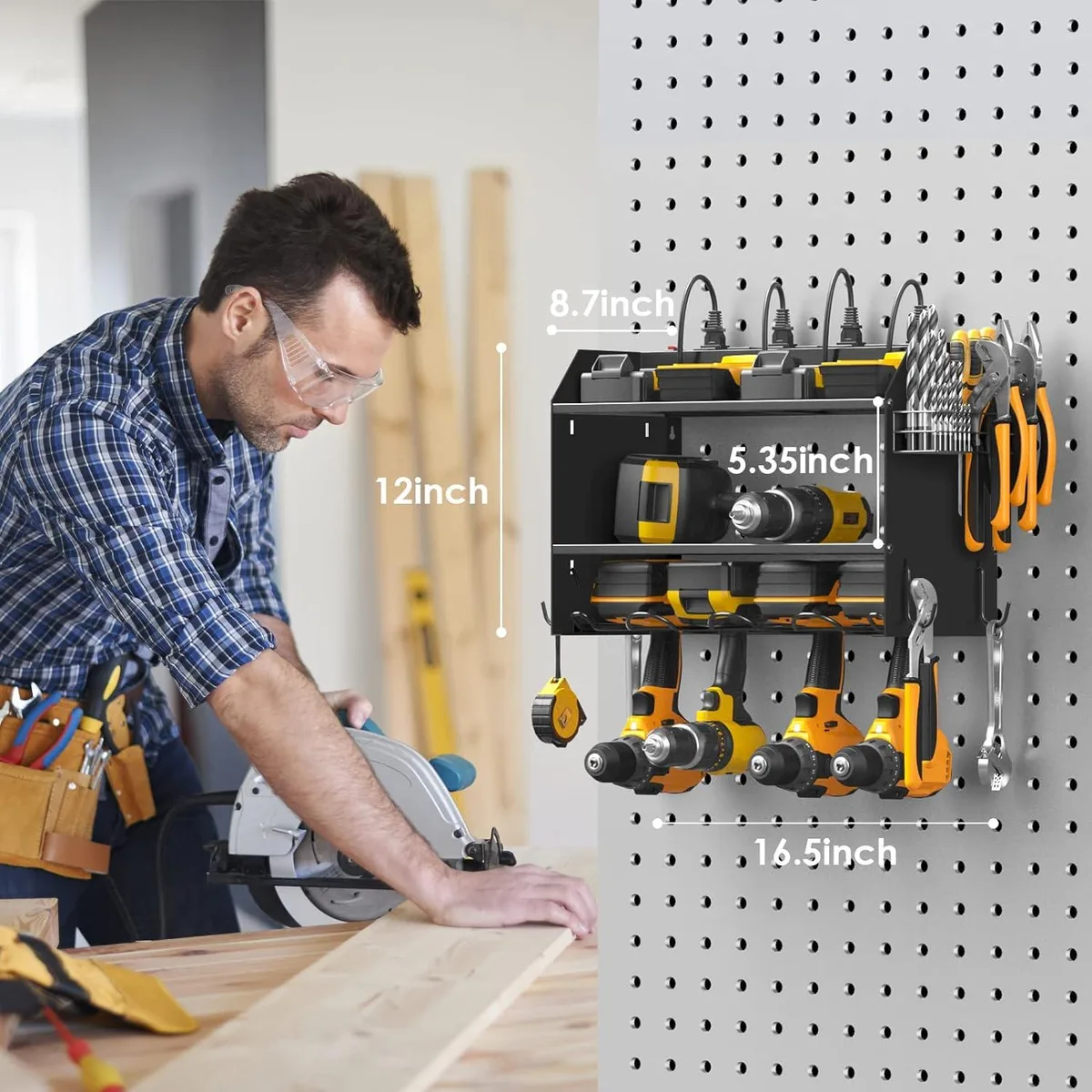 BFKK BFKK Modular Power Tool Organizer Wall Mount with Charging Station Black — product photo