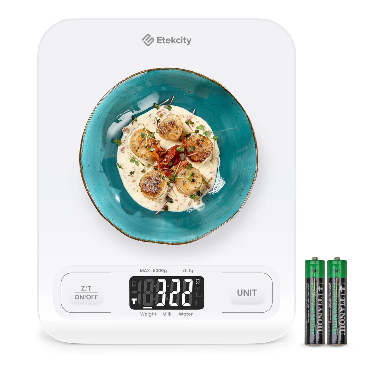  Etekcity Food Kitchen Scale Digital Medium White 25000g — product photo
