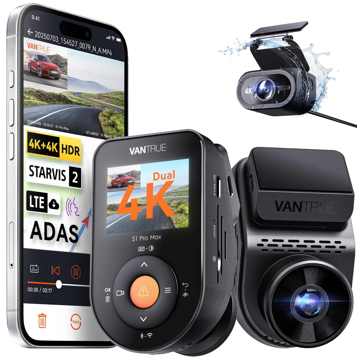 Vantrue Vantrue S1 Pro Max 4K+4K Dual Dash Cam 155° — product photo