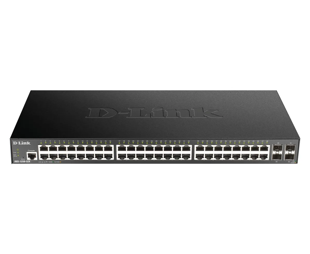 D-Link D-Link DGS-1250-52X network switch 48 x 10/100/1000 + 4 x 10 Gigabit SFP+ — product photo