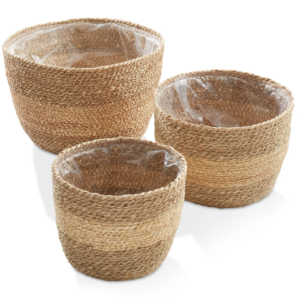 Casafield Casafield Set of 3 Seagrass Planter Baskets with Liners - Two-Tone — product photo