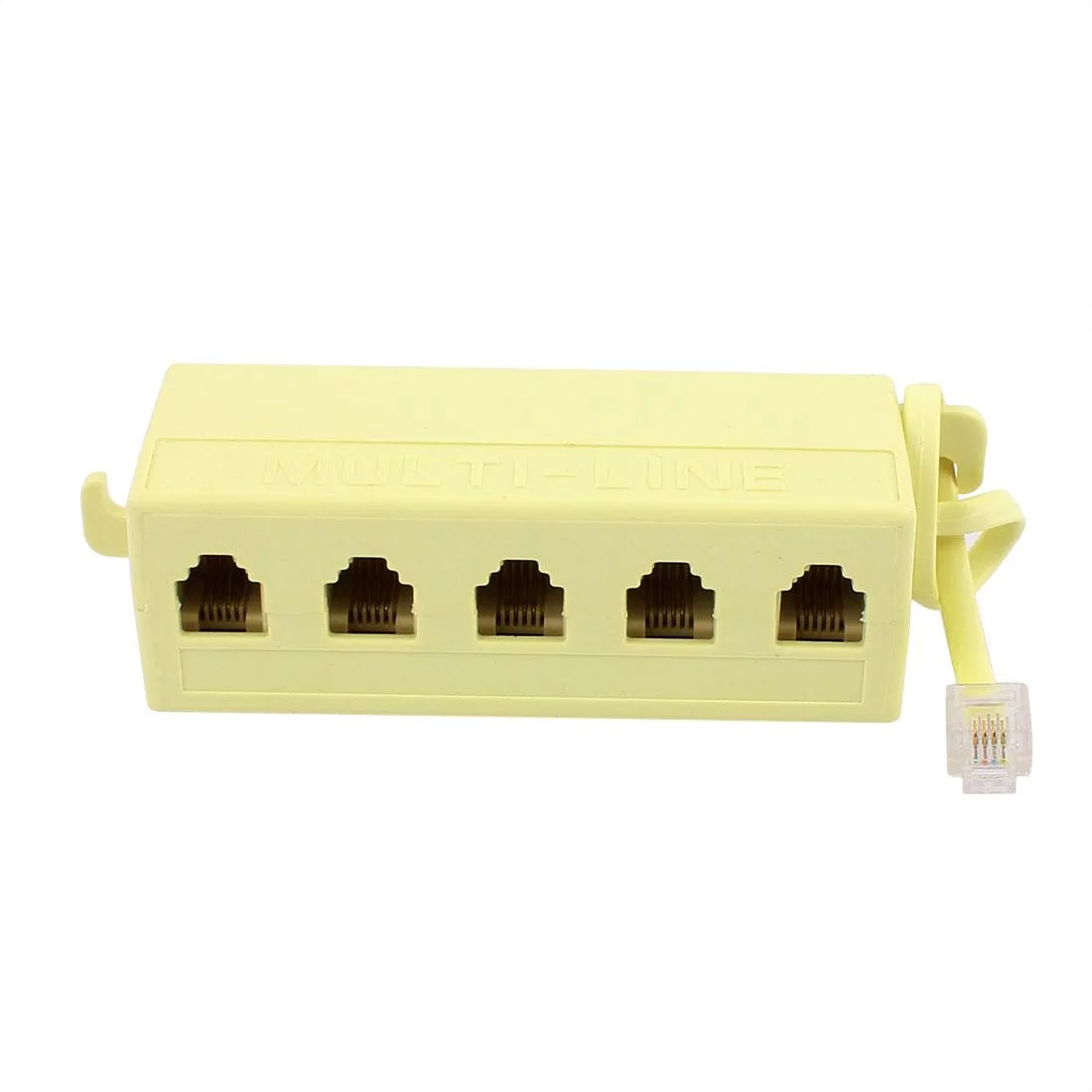 White plastic telephone ADSL splitter with six 6P4C ports