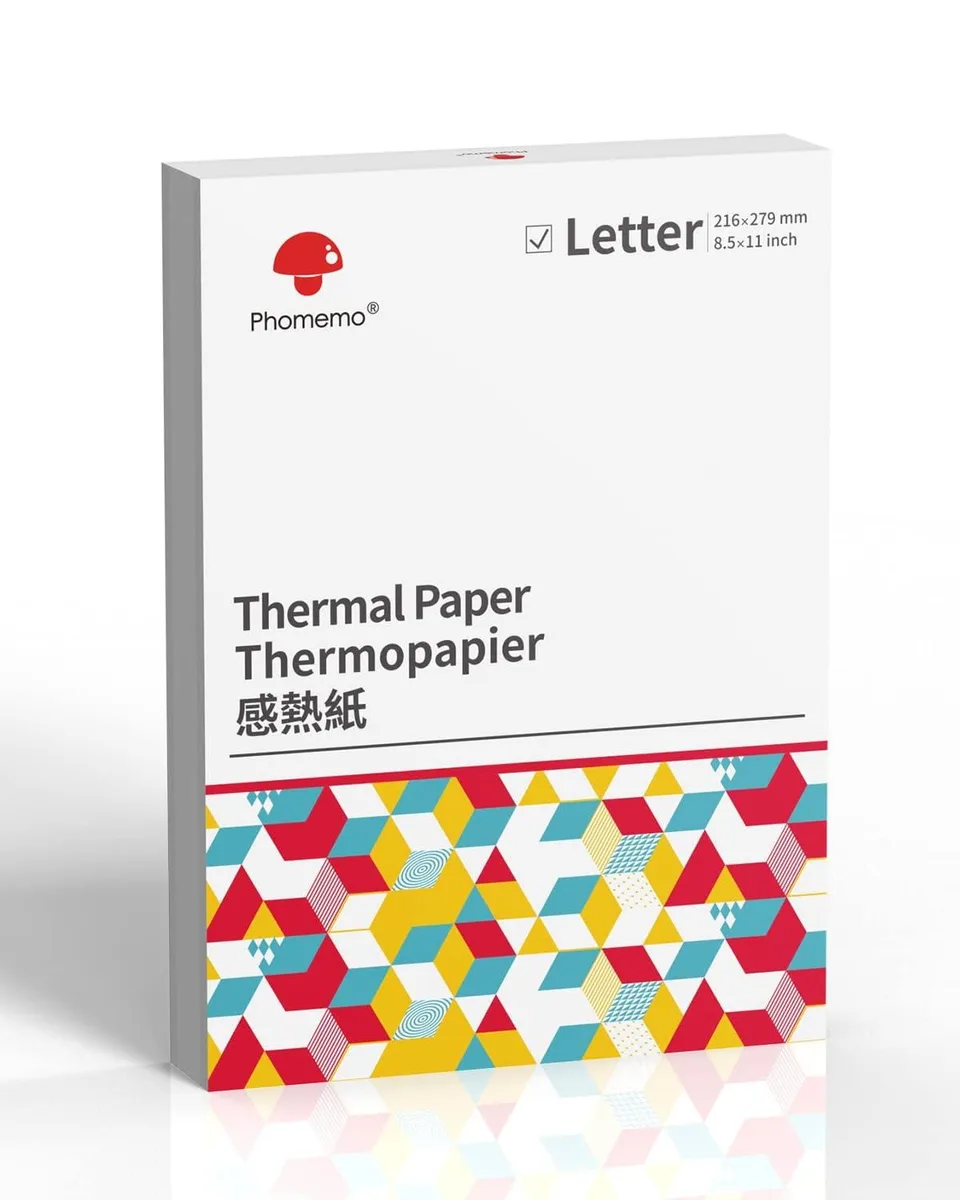 White matte thermal paper sheets 8.5 by 11 inches 100 pack
