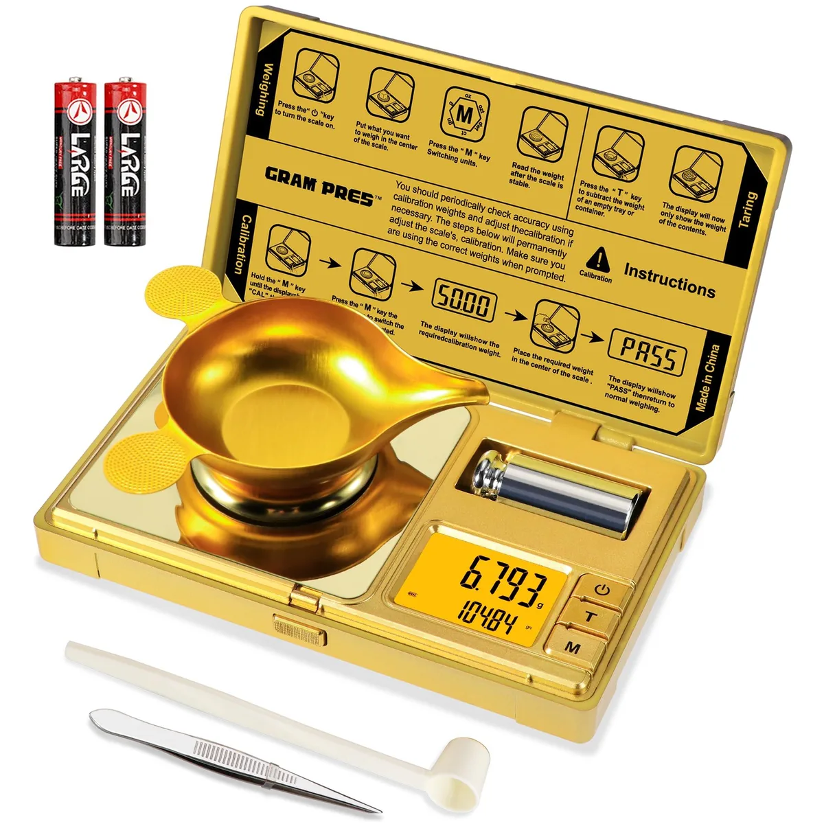 GRAM PRES Milligram Scale 50g/0.001g with Cal Weight, Tweezer and Tray — product photo
