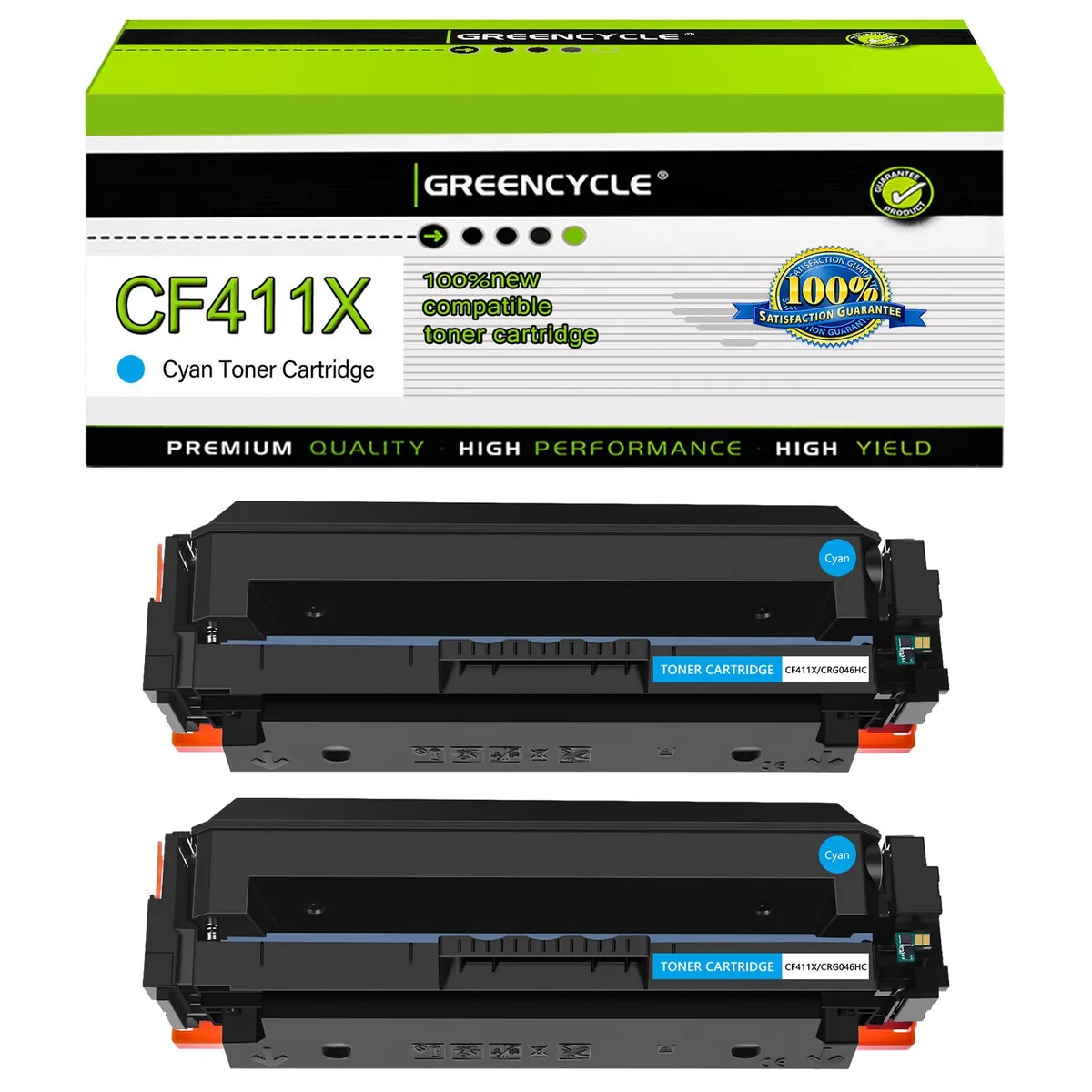 GREENCYCLE GREENCYCLE 2 Pack 411X Cyan Toner Cartridge — product photo
