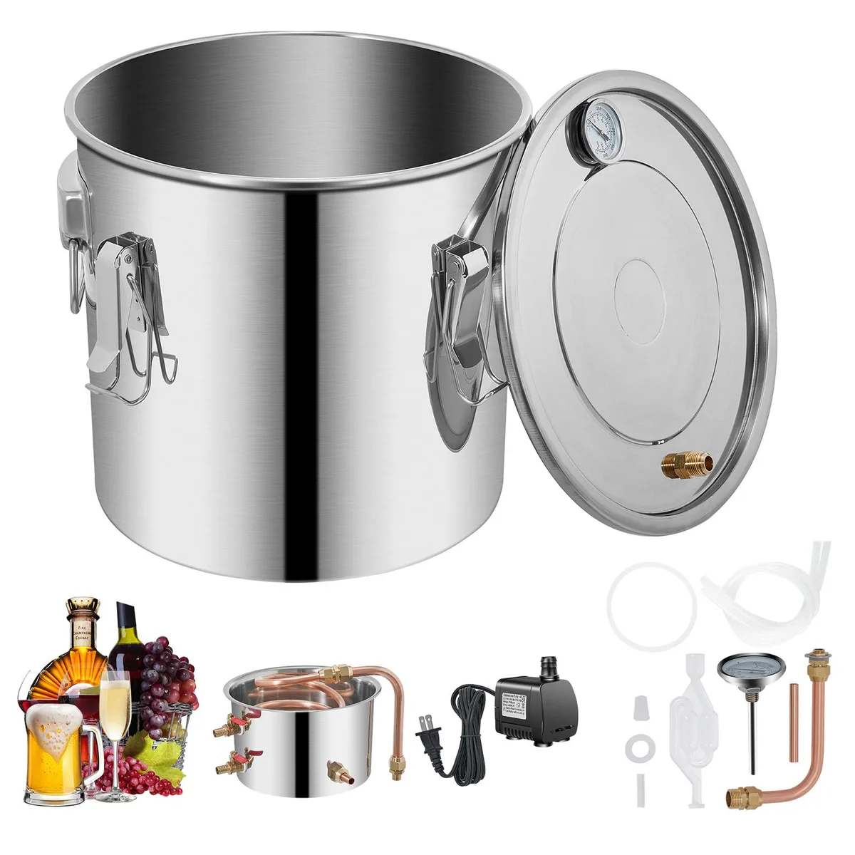 VEVOR VEVOR Alcohol Still 9.6 Gal 38 L with Copper Tube and Pump — product photo