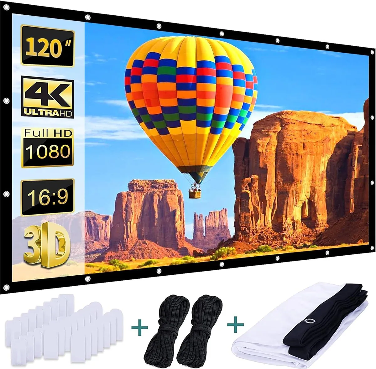 PISKEKAT PISKEKAT 120 inch 16:9 Foldable Anti-Crease Portable Projector Screen office equipment — product photo