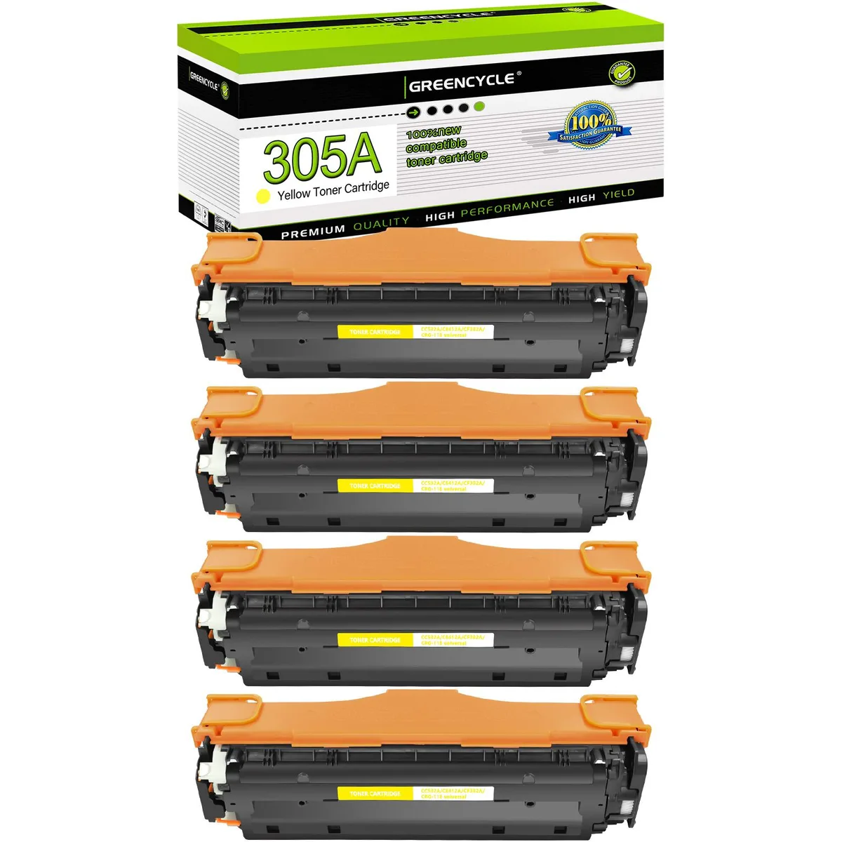 GREENCYCLE GREENCYCLE 305A Yellow Toner Cartridge 4 Pack 2600 pages — product photo