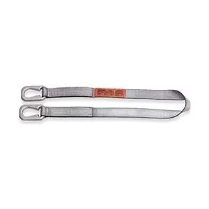 Silver and blue polyester web sling, flat 4-inch width, 8-foot length, single ply, 6400 lb vertical capacity