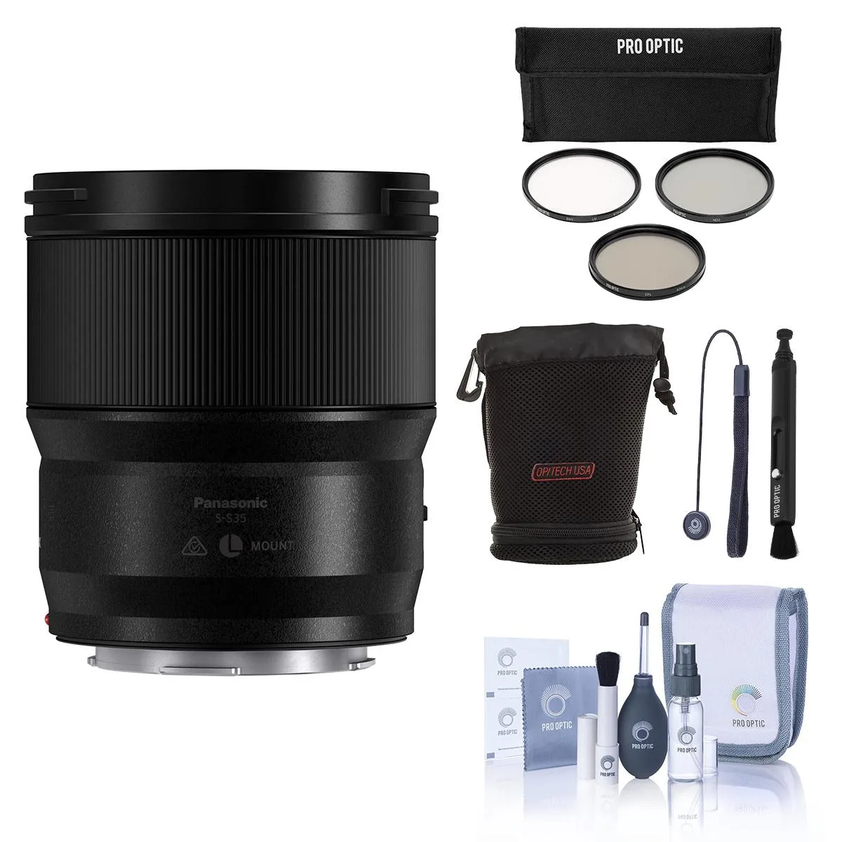 Panasonic Panasonic LUMIX S 35mm f/1.8 Lens Bundle with Case, Filters, Cleaning Kit — product photo