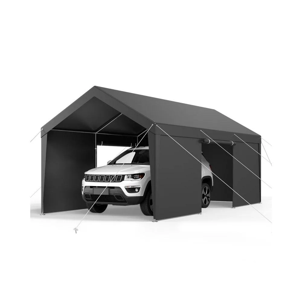 VEVOR VEVOR 10 x 20 Ft Carport Grey Removable Sidewalls &amp; Door — product photo