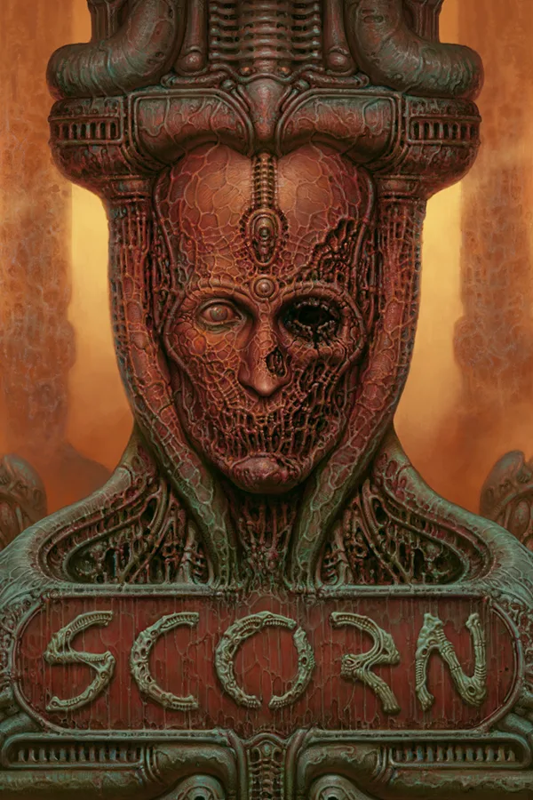 Steam key card for Scorn horror game