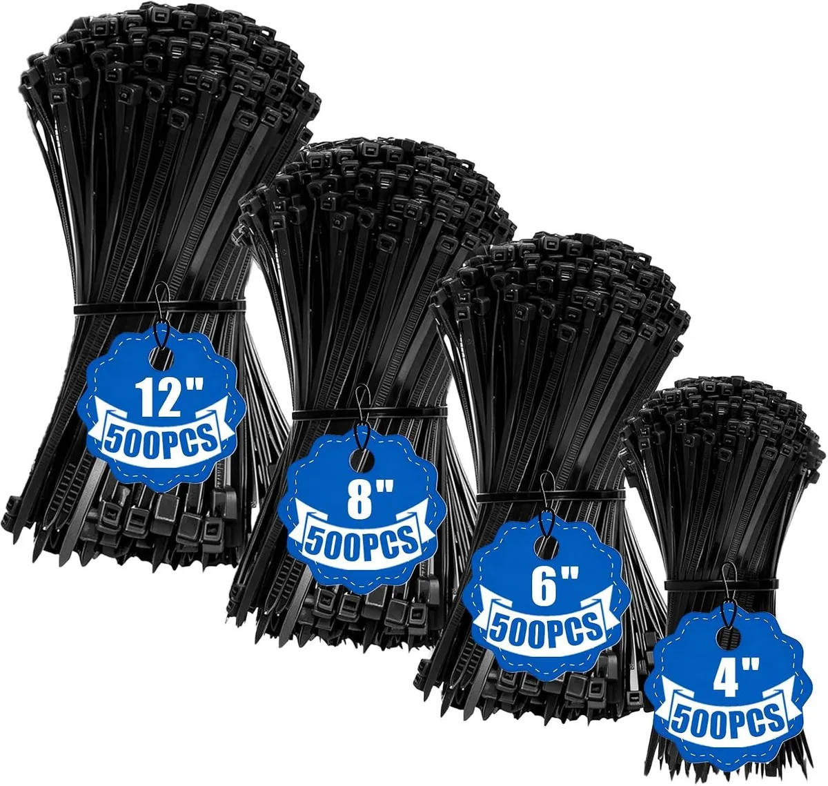 Ennovor Ennovor 2000-pack cable ties 12 inch 18-25lb tensile — product photo