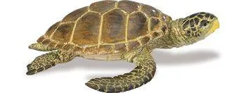 Hand-painted loggerhead turtle figurine, textured shell and flippers, 9.5 cm long