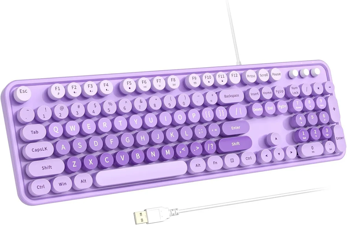 TUKO TUKO Large Print Gaming Keyboard USB Wired Full Size Purple — product photo