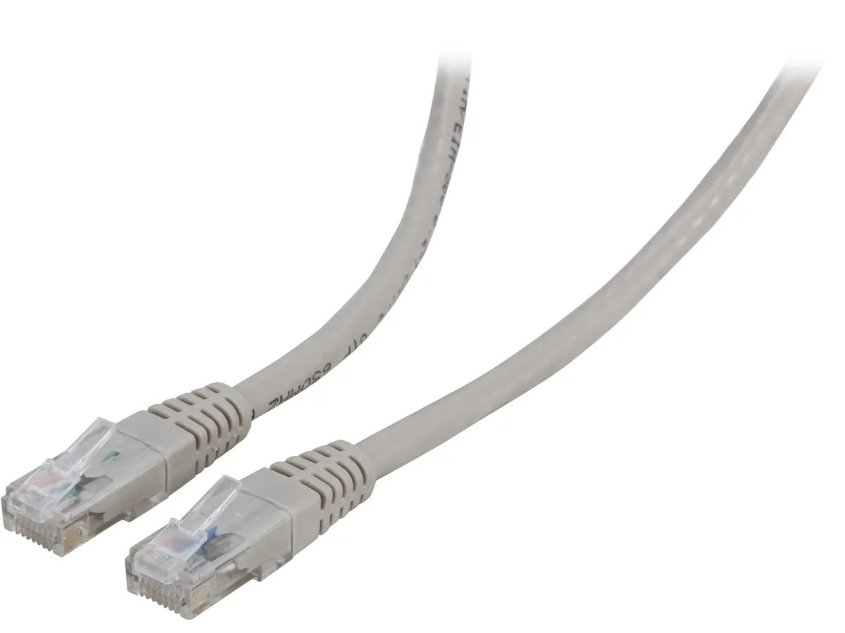 Gray 20 ft Cat6 patch cable with molded RJ45 connectors