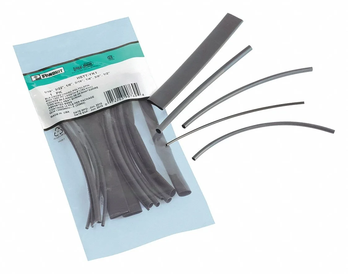 Panduit Panduit HSTT-YK2 Heat Shrink Tubing Kit, Thin Wall, 2:1 Shrink Ratio, Black, 8 Pieces — product photo