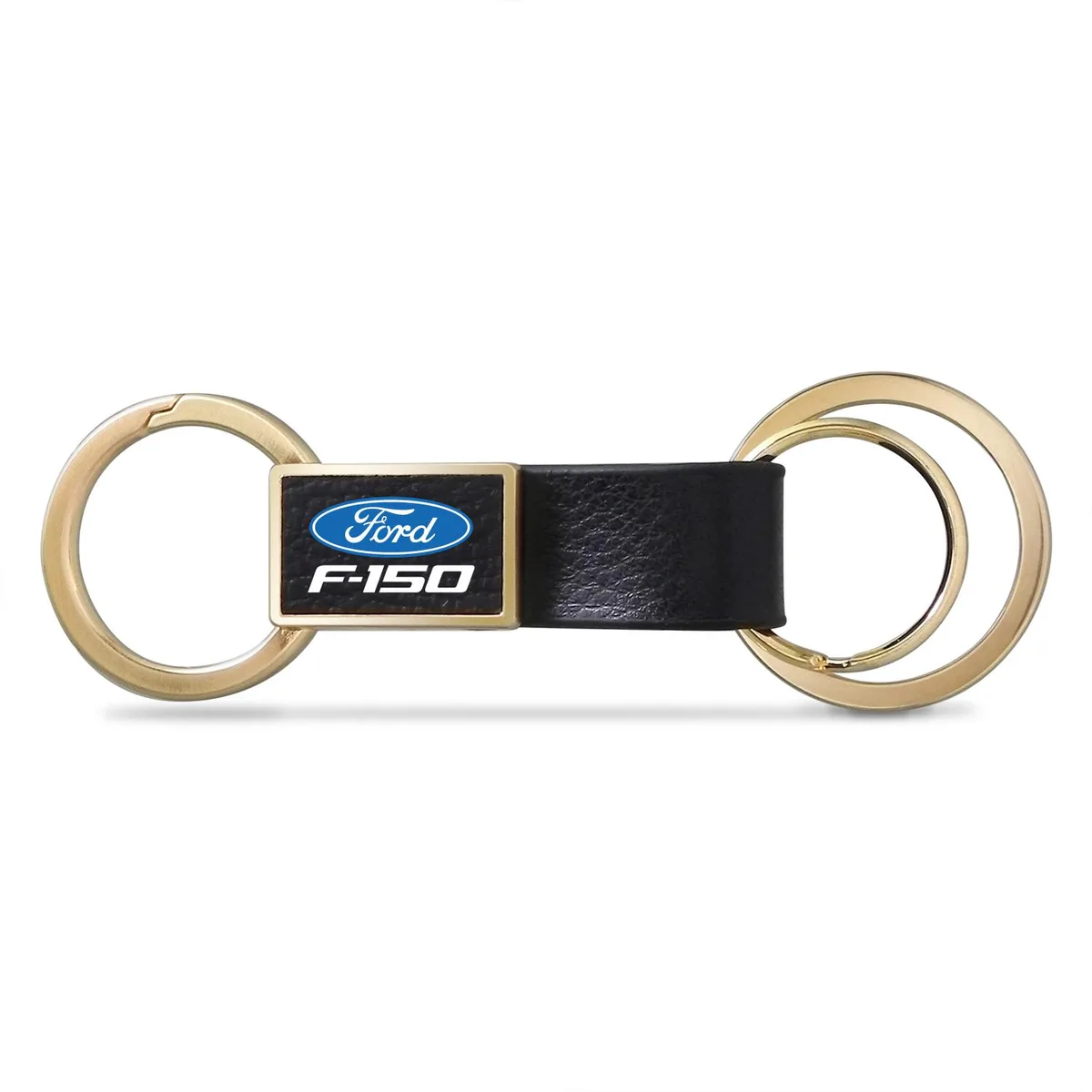 iPick Image, LLC iPick Image, LLC Ford F-150 Black Leather Gold Metal Key Chain — product photo