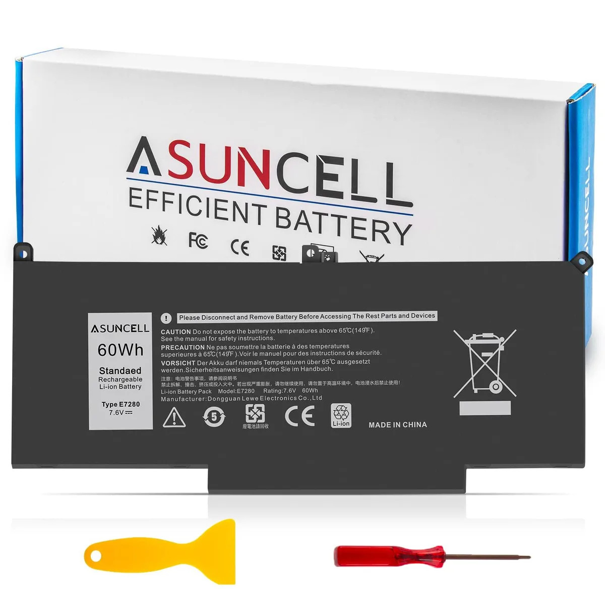 F3YGT 60Wh Laptop Battery for Dell Latitude 7280 7290 7380 7390 7480 7490 — product photo