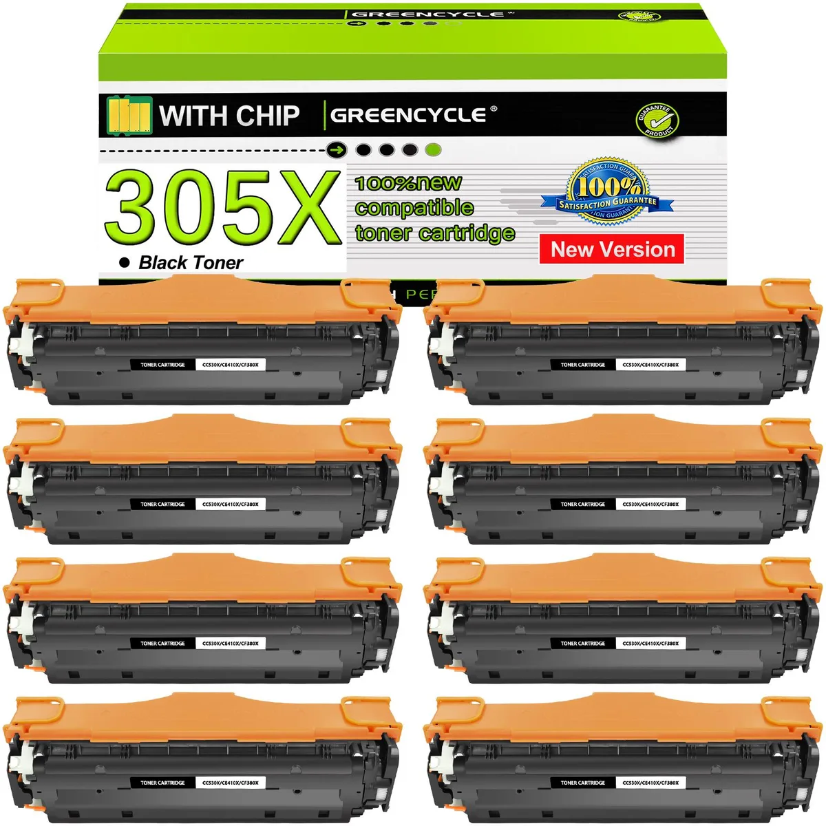 GREENCYCLE GREENCYCLE 305X CE410X Black Toner Cartridge 8 Pack — product photo