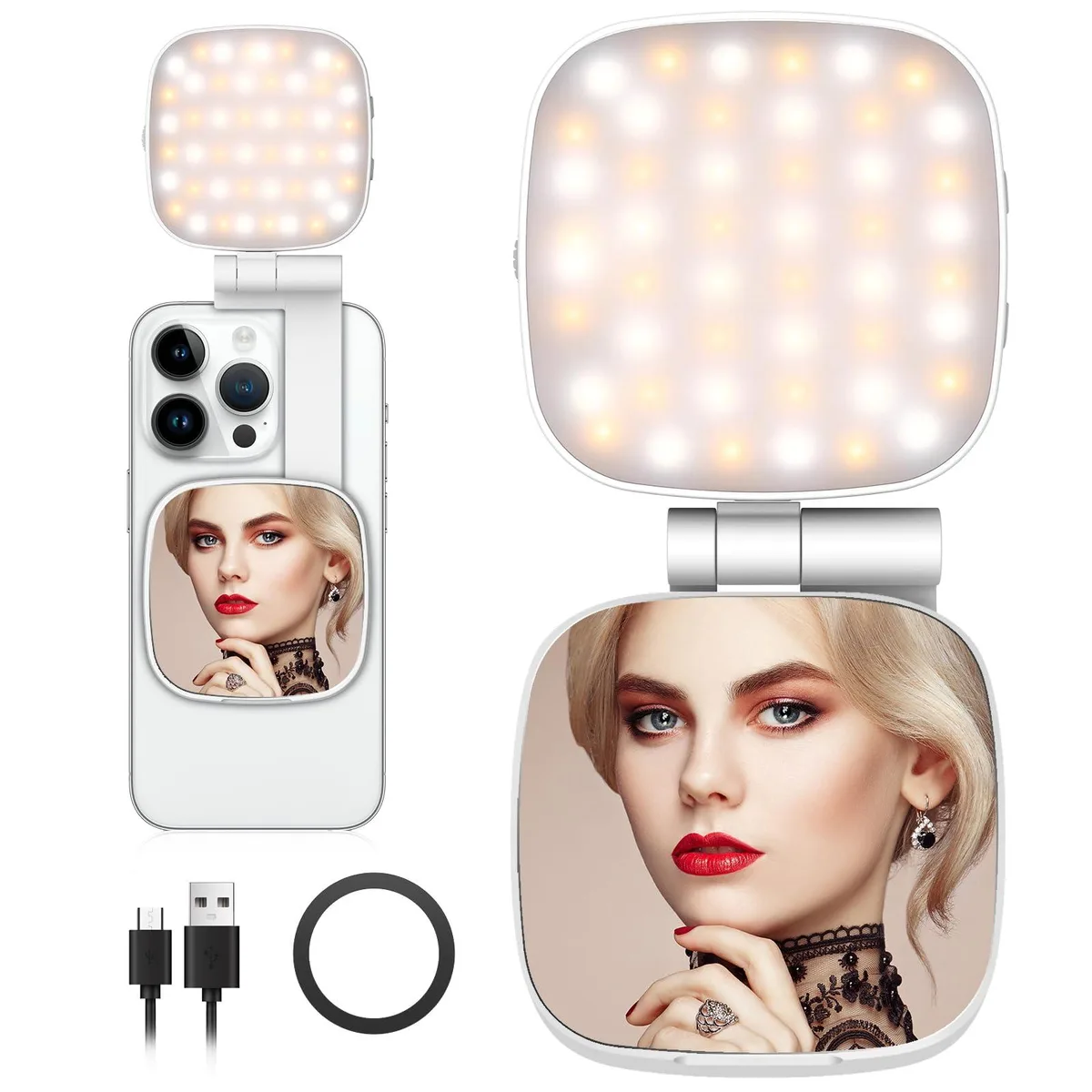  Neewer M27 Magnetic Selfie Light 45 LED 700lx CRI 95+ Black — product photo
