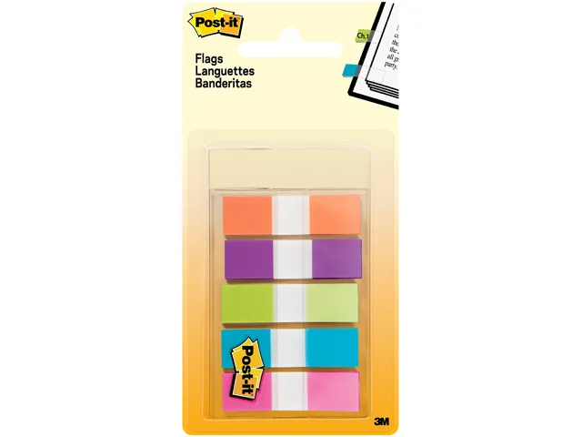 3M 3M 683-5CB2 Page Flags, 5 Colors, 5 Dispensers, 20 Flags/Color — product photo