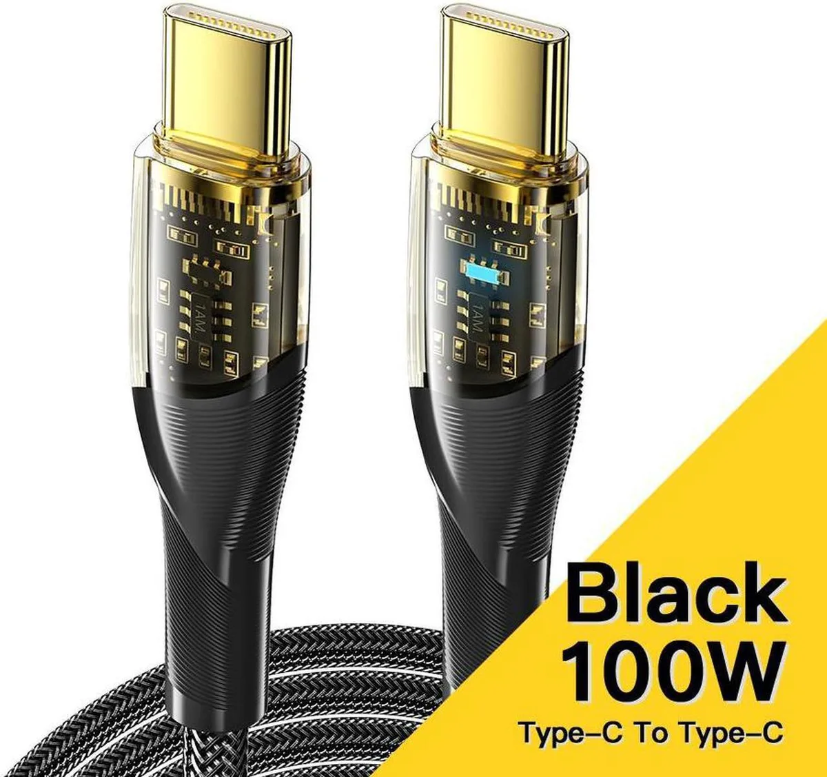 SMUGDESK SMUGDESK USB C to USB C Cable 6.6ft 100W 5A 480Mbps Transparent Shell — product photo