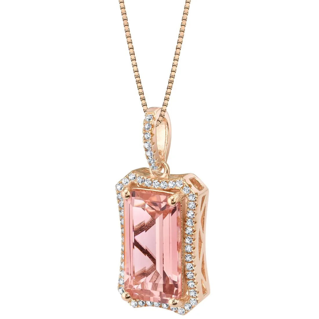 Oravo Oravo Simulated Morganite Rose-Tone Sterling Silver Celestial Pendant Necklace 18" 5.5ct 5.25ct .925 — product photo