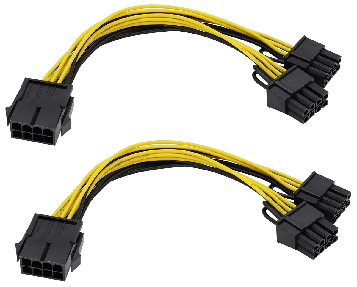  Monoprice GPU 8-Pin Female to Dual PCI-E 8-Pin (6+2) Male Y Splitter Power Cable 20 cm 2-Pack — product photo