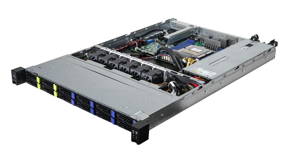 ASRock Rack ASRock Rack 1U8S4E-GENOA/2T 1U barebone server SP5 8 DIMM 4 NVMe 8 SATA dual 10GbE — product photo