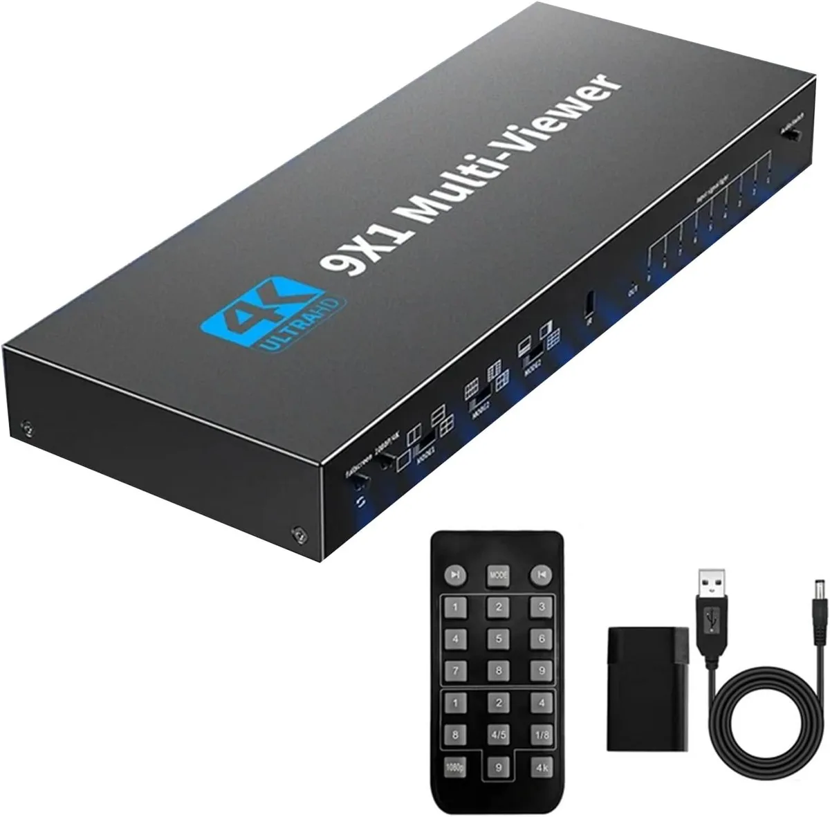 ESTONE ESTONE OZQF-1 9x1 HDMI Multi-Viewer 10 Modes IR Remote 4K30 — product photo