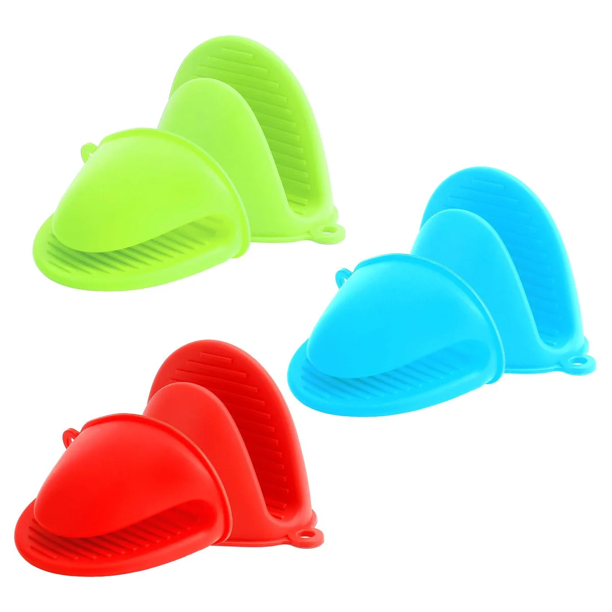  VToALARD Mini Silicone Oven Mitts 6pcs Blue Green Red 428 — product photo