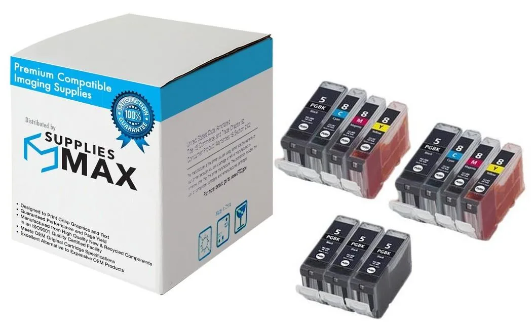 SuppliesMax SuppliesMax PGI-5BK 5-pack CLI-8CMY 2-pack inkjet combo pack toner cartridges — product photo
