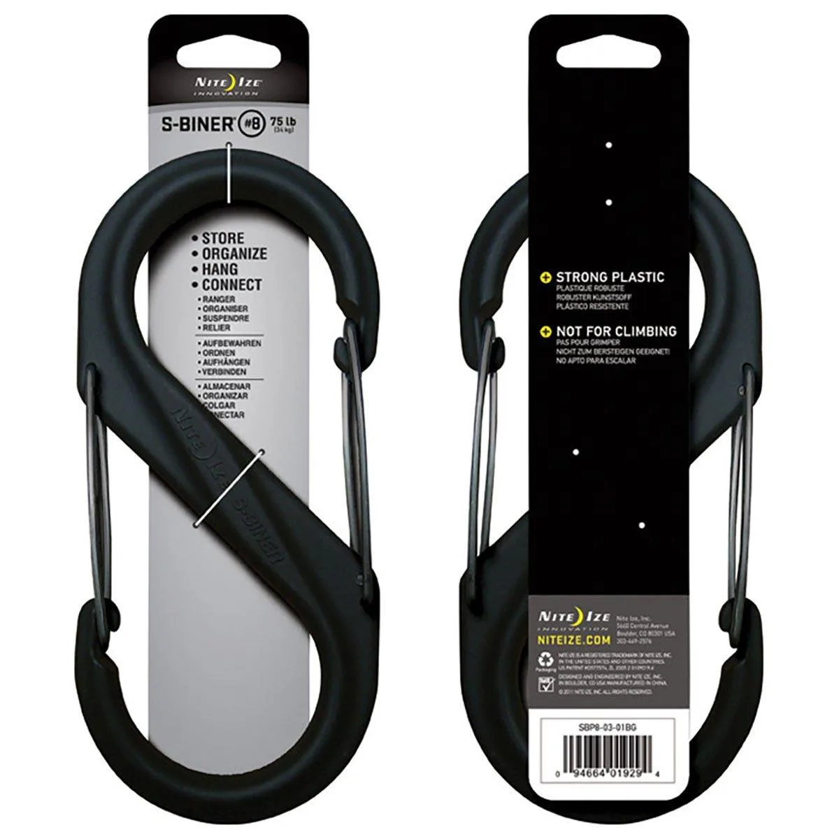  Nite Ize S-Biner #8 Black Plastic 1.5" Gate 115g — product photo