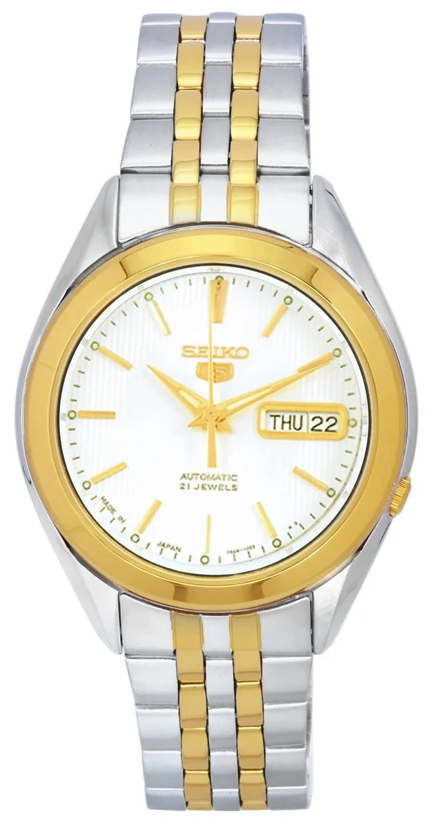 Seiko Seiko 5 SNKL24J1 Two Tone Stainless Steel White Dial Automatic Watch — product photo